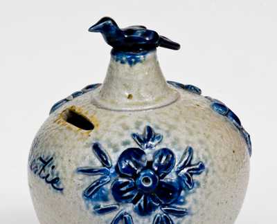 Extremely Rare Stoneware Bank w/ Applied Decoration and Bird Finial, probably Richard C. Remmey, Philadelphia