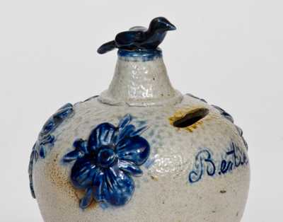 Extremely Rare Stoneware Bank w/ Applied Decoration and Bird Finial, probably Richard C. Remmey, Philadelphia