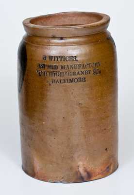 Rare Baltimore Stoneware Advertising Jar for H. WITTICHS / MUSTARD MANUFACTORY