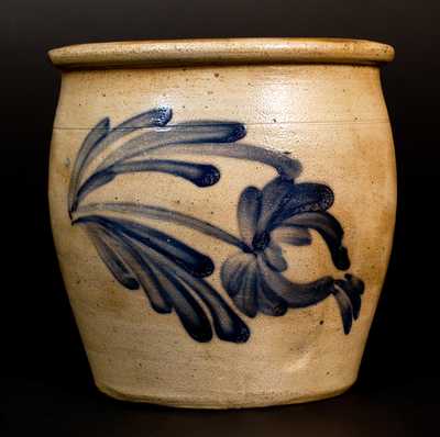 1 Gal. Central PA Stoneware Cream Jar with Tulip Decoration