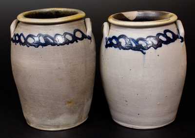 Lot of Two: Stoneware Jars w/ Chain-link Decoration att. B. C. Milburn, Alexandria, VA