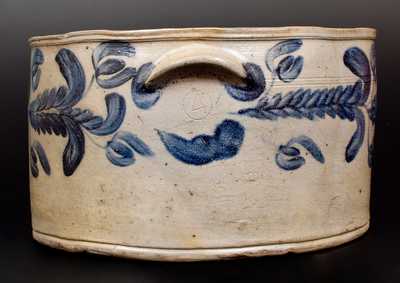 Monumental 4 Gal. Baltimore Stoneware Cake Crock w/ Profuse Floral Decoration, c1835