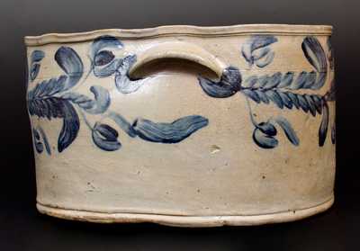 Monumental 4 Gal. Baltimore Stoneware Cake Crock w/ Profuse Floral Decoration, c1835
