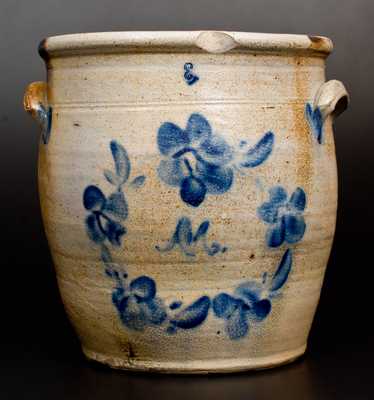 3 Gal. Stoneware Jar with Floral Wreath Around Script