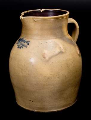 Very Rare A. STANDISH / TAUNTON / MASS Stoneware Pitcher w/ Impressed Fish