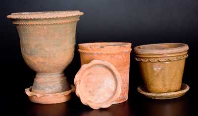 Lot of Three: Galena, Illinois, Redware Flower Pots