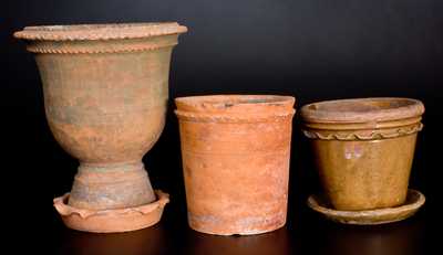 Lot of Three: Galena, Illinois, Redware Flower Pots