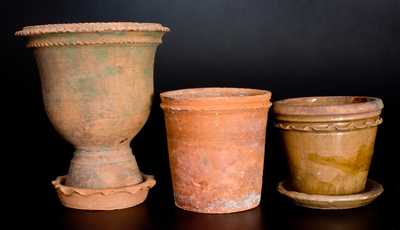 Lot of Three: Galena, Illinois, Redware Flower Pots