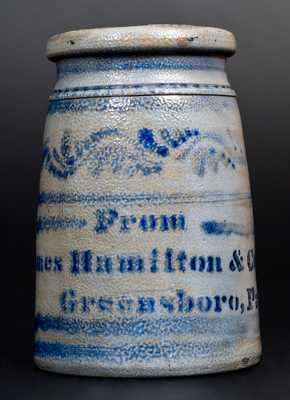 Jas. Hamilton & Co. / Greensboro, PA Stoneware Canning Jar w/ Brushed Decoration