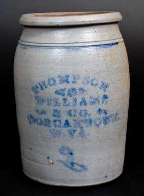 2 Gal. THOMPSON, WILLIAMS & CO. / MORGANTOWN, W. VA Stoneware Jar