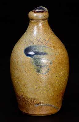 Fine Miniature Stoneware Jug with Incised X s and Cobalt Decoration