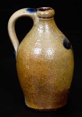 Fine Miniature Stoneware Jug with Incised X s and Cobalt Decoration