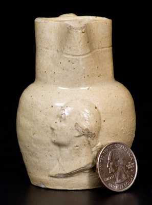 Unusual Miniature Stoneware Pitcher with Relief George Washington Bust