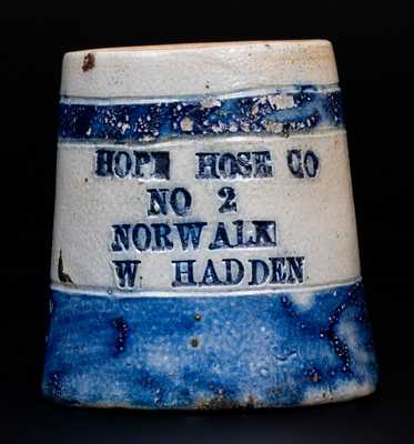 Very Rare Norwalk, CT Fire Department Stoneware Advertising Mug for HOPE HOSE CO.