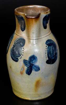 1 Gal. JOHN BELL / WAYNESBORO Stoneware Pitcher with Bold Cobalt Floral Decoration