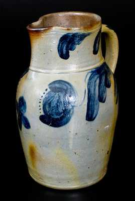 1 Gal. JOHN BELL / WAYNESBORO Stoneware Pitcher with Bold Cobalt Floral Decoration