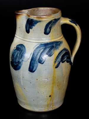 1 Gal. JOHN BELL / WAYNESBORO Stoneware Pitcher with Bold Cobalt Floral Decoration