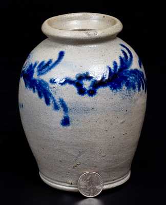 Very Fine Pint-Sized Stoneware Jar with Slip-Trailed Decoration, Baltimore, circa 1820