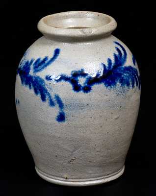 Very Fine Pint-Sized Stoneware Jar with Slip-Trailed Decoration, Baltimore, circa 1820