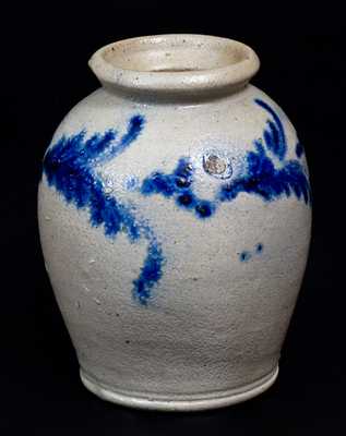 Very Fine Pint-Sized Stoneware Jar with Slip-Trailed Decoration, Baltimore, circa 1820