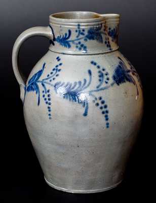 Fine 2 Gal. Stoneware Pitcher with Slip-Trailed Decoration, Baltimore, circa 1820