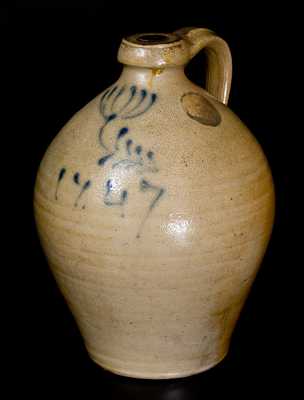 1 Gal. Ovoid Stoneware Jug Dated "1847"