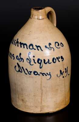 2 Gal. P. Cushman & Co. / Albany, NY Stoneware Script Advertising Jug