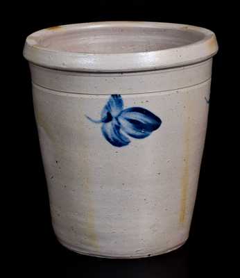 Unusual Baltimore Stoneware Pail with Cobalt Floral Decoration