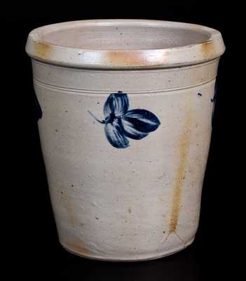 Unusual Baltimore Stoneware Pail with Cobalt Floral Decoration