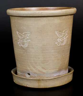 Unusual Gardiner, ME Stoneware Flowerpot with Impressed Federal Eagle Motif