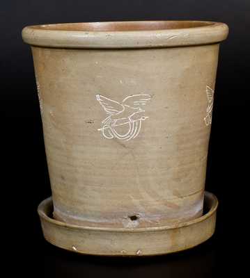 Unusual Gardiner, ME Stoneware Flowerpot with Impressed Federal Eagle Motif