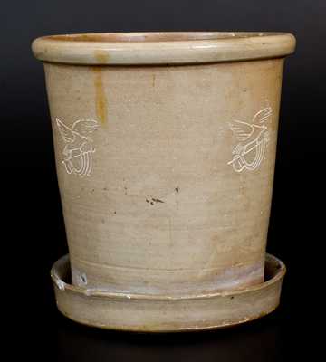 Unusual Gardiner, ME Stoneware Flowerpot with Impressed Federal Eagle Motif