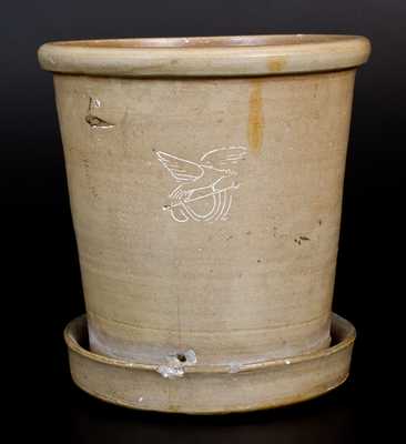 Unusual Gardiner, ME Stoneware Flowerpot with Impressed Federal Eagle Motif