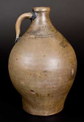 Two Gal. Stoneware Jug w/ Impressed Fish Design att. Jonathan Fenton, Boston, circa 1795