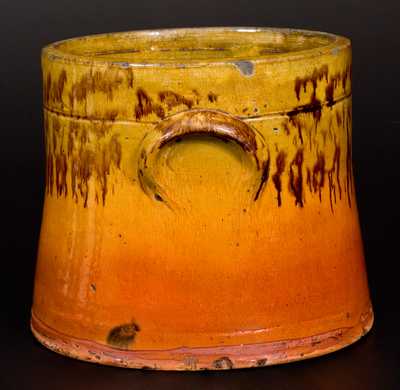 Redware Butter Crock with Sponged Manganese Decoration