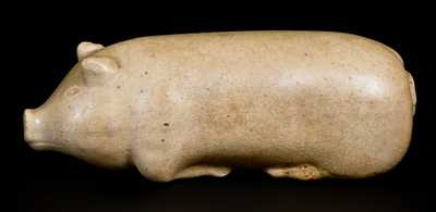 Salt-Glazed Stoneware Pig Flask, Midwestern origin, fourth quarter 19th century