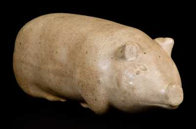 Salt-Glazed Stoneware Pig Flask, Midwestern origin, fourth quarter 19th century