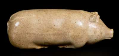 Salt-Glazed Stoneware Pig Flask, Midwestern origin, fourth quarter 19th century