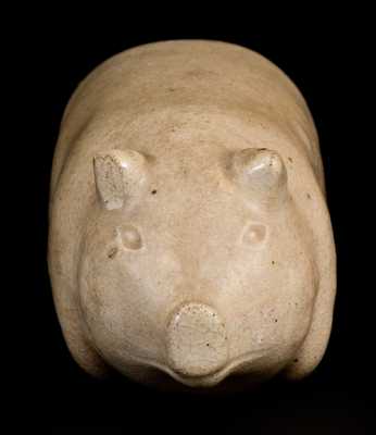 Salt-Glazed Stoneware Pig Flask, Midwestern origin, fourth quarter 19th century