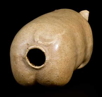 Salt-Glazed Stoneware Pig Flask, Midwestern origin, fourth quarter 19th century