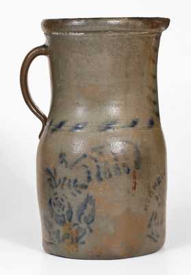 Very Rare RICHEY & HAMILTON / PALATINE / W.VA. Cobalt-Decorated Stoneware Pitcher