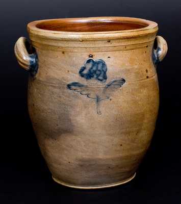 1 Gal. Stoneware Jar with Impressed Floral Decoration att. Jonathan Fenton, Boston, circa 1795.