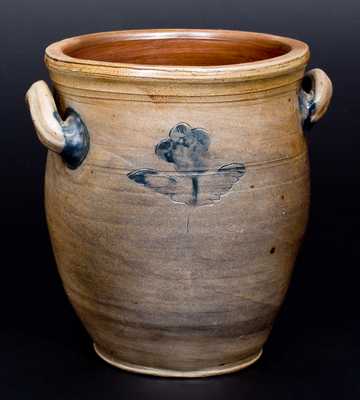 1 Gal. Stoneware Jar with Impressed Floral Decoration att. Jonathan Fenton, Boston, circa 1795.
