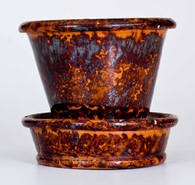 JOHN W. BELL / Waynesboro, Pa Redware Flowerpot w/ Sponged Decoration