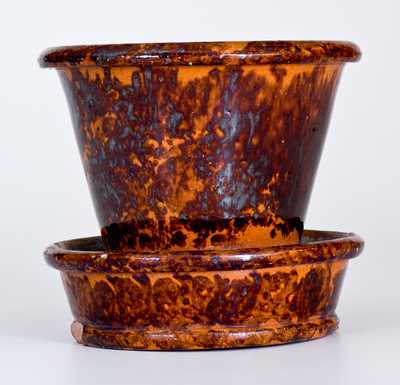 JOHN W. BELL / Waynesboro, Pa Redware Flowerpot w/ Sponged Decoration