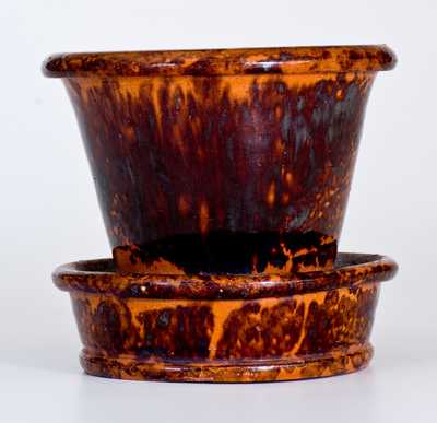 JOHN W. BELL / Waynesboro, Pa Redware Flowerpot w/ Sponged Decoration