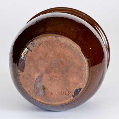 Unusual L. KOPP (Lineboro, MD) Glazed Redware Cream Jar