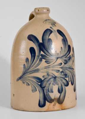 M. & T. MILLER / NEWPORT, PA Stoneware Jug w/ Elaborate Floral Decoration