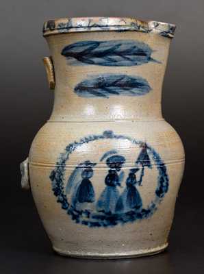 Stoneware People Pitcher, attributed to David Greenland Thompson, Morgantown, WV