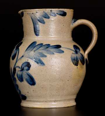 1/2 Gal. Stoneware Pitcher w/ Elaborate Floral Decoration, Henry Remmey, Philadelphia, c1850